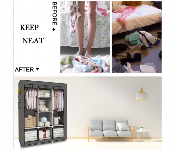 Diy Foldable Wardrobe Portable And Multi Section Storage - Zoom Image 4