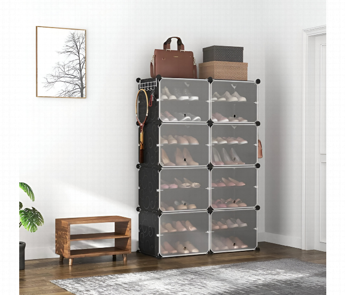 2 Column 8 Layer Shoe Rack With Doors - Zoom Image 1