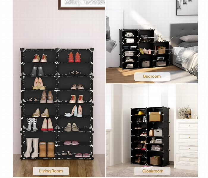 2 Column 8 Layer Shoe Rack With Doors - Zoom Image 2