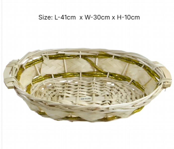 Gift Bamboo Hamper Basket Oval Shape Handmade Wicker - Zoom Image 4