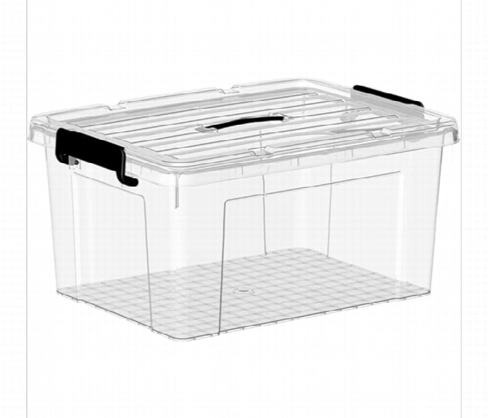 Plastic Transparent Storage Box With Handle Lid  Stackable Durable And See Through Organizer - Zoom Image 3