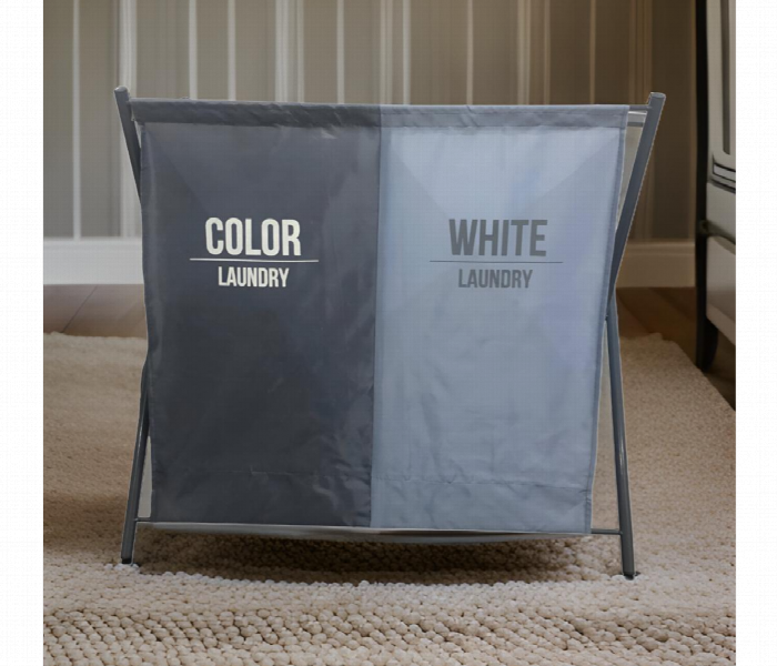 Laundry Basket 2 Section With Waterproof Bag Foldable And Durable Laundry Hamper - Zoom Image 1