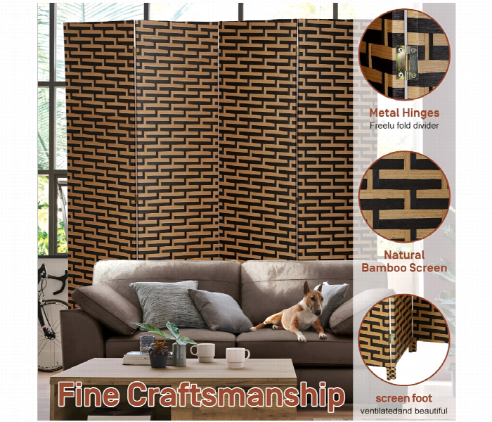 Foldable Privacy Screen Room Partition With 4 Panels - Zoom Image 3