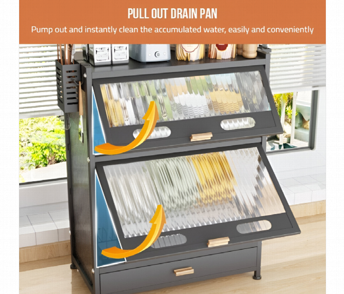 Kitchen Dish Organizer Cabinet With Drawer - Zoom Image 5