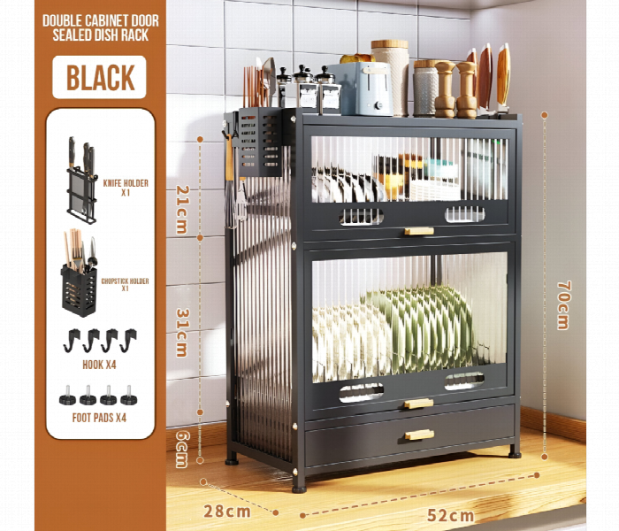 Kitchen Dish Organizer Cabinet With Drawer - Zoom Image 2
