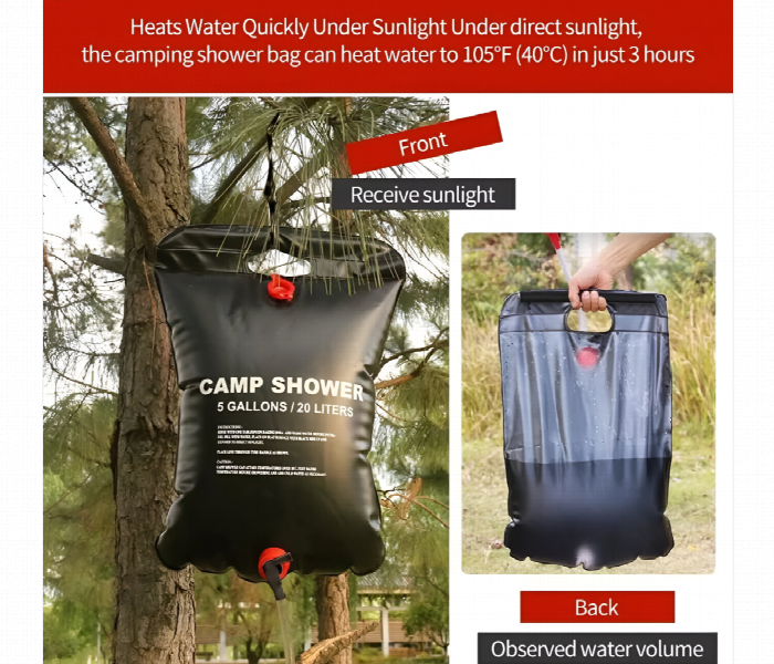 Adjustable Camping Shower Bag 20L - Zoom Image 3