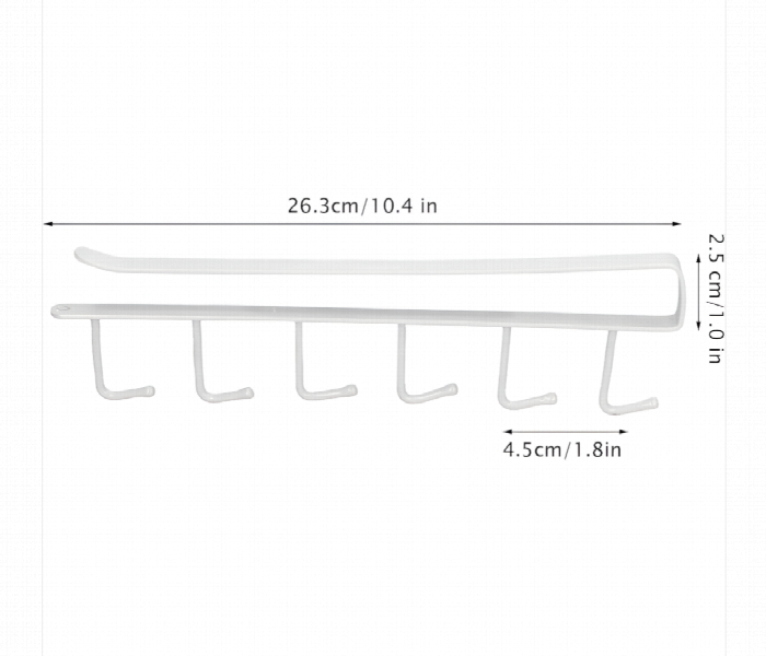 Wall Mounted Mug Hooks Organizer With 6 Hooks - Zoom Image 4