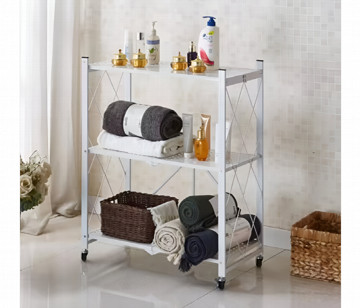 Foldable Kitchen Storage Rack 3 Layer White - Zoom Image 2