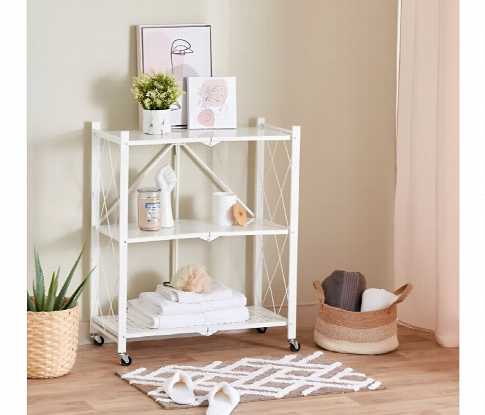 Foldable Kitchen Storage Rack 3 Layer White - Zoom Image 1