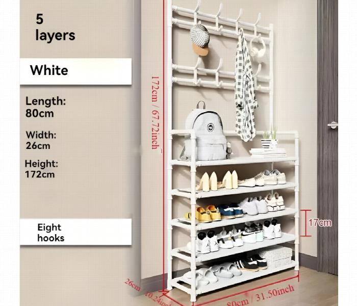 Shoe Rack With Hat Rack Big White - Zoom Image 4