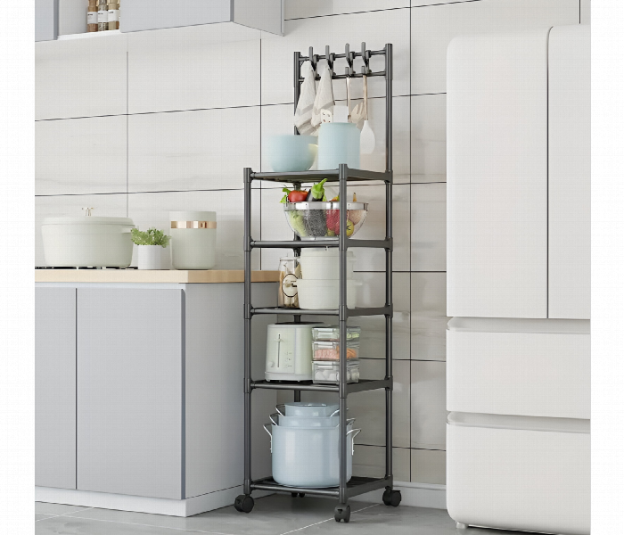 5 Layer Movable Metal Storage Rack With Wheels - Zoom Image 2