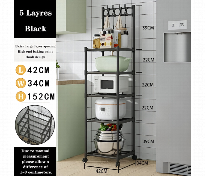 5 Layer Movable Metal Storage Rack With Wheels - Zoom Image 4