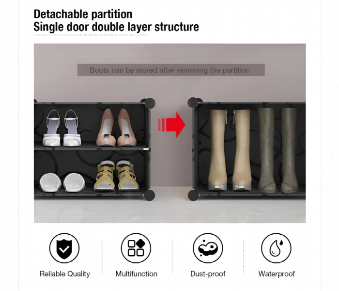 Shoe Rack 2 Column 6 Layer Dustproof Cabinet - Zoom Image 3