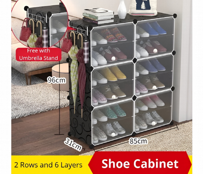 Shoe Rack 2 Column 6 Layer Dustproof Cabinet - Zoom Image 4