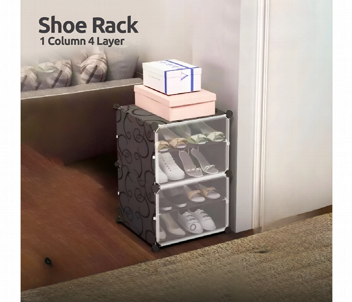 1 Column 4 Layer Shoe Rack With Doors - Zoom Image 1