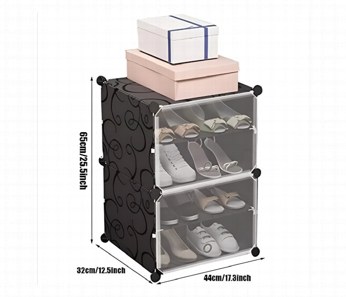 1 Column 4 Layer Shoe Rack With Doors - Zoom Image 2