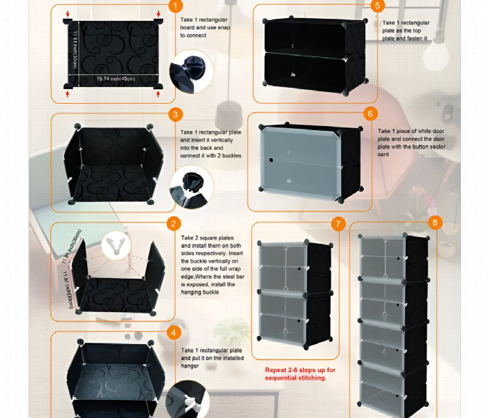 1 Column 8 Layer Shoe Rack With 4 Doors - Zoom Image 3