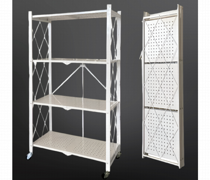 4 Layer Foldable Kitchen Storage Rack White - Zoom Image 3