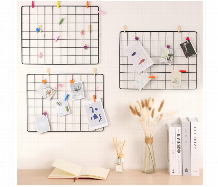 Wall Grid Panel Photo Display Set With Lights - Zoom Image 1