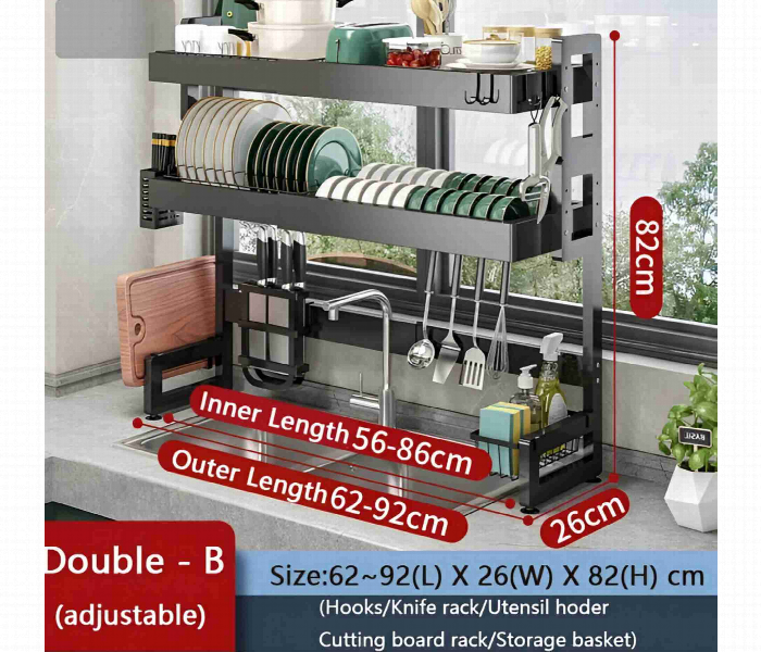 Adjustable Double Kitchen Sink Storage Rack - Zoom Image 2