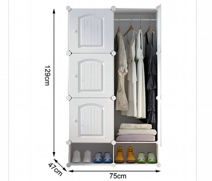 Diy 6 Cube Wardrobe With Shoe Rack White - Zoom Image 3