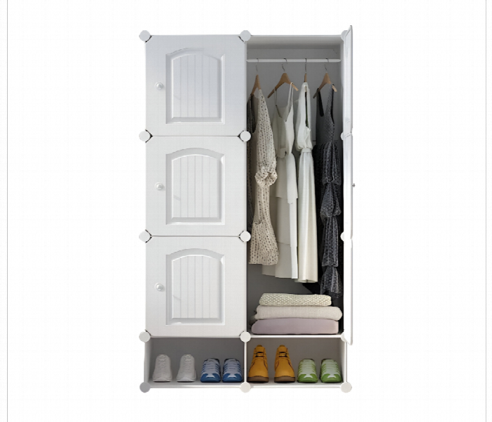 Diy 6 Cube Wardrobe With Shoe Rack White - Zoom Image 2