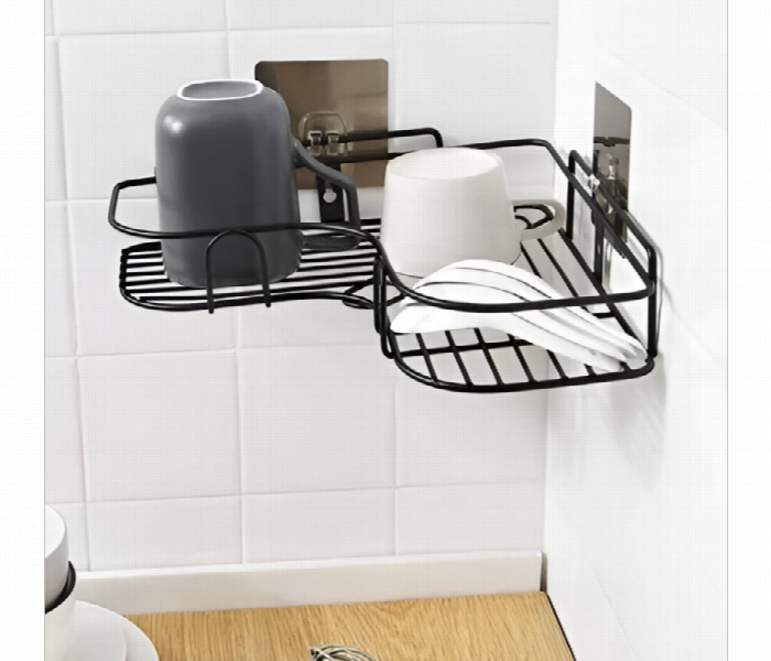 Wall Mounted Corner Shelf With Hooks 1Pc - Zoom Image 5