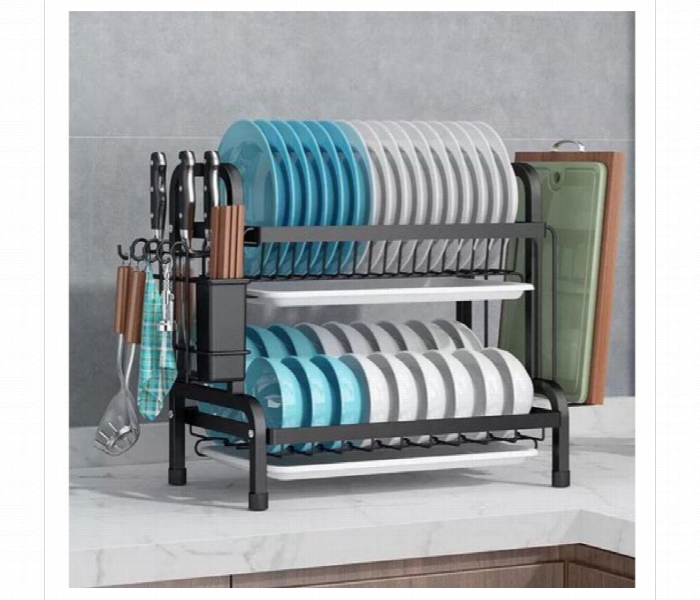 2 Layer Dish Drying Rack With Drip Tray - Zoom Image 1