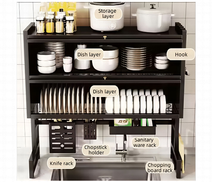 Double Layer Drain Rack All In One Kitchen Organizer - Zoom Image 3