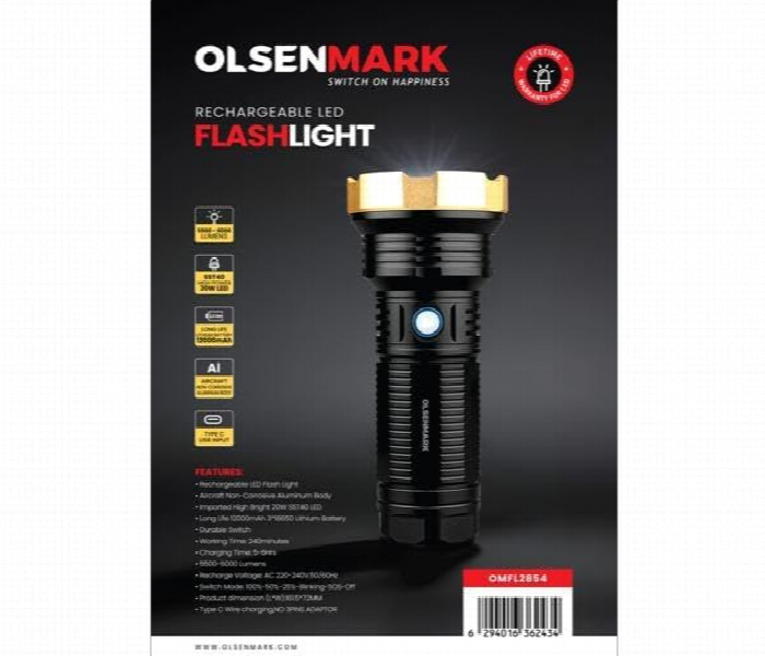 Olsenmark Omfl2854 Rechargeable Led Flashlight - Zoom Image 2