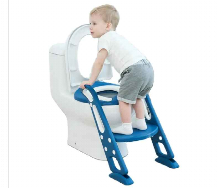 Foldable Potty Training Seat With Adjustable Step Stool Ladder Blue - Zoom Image 2