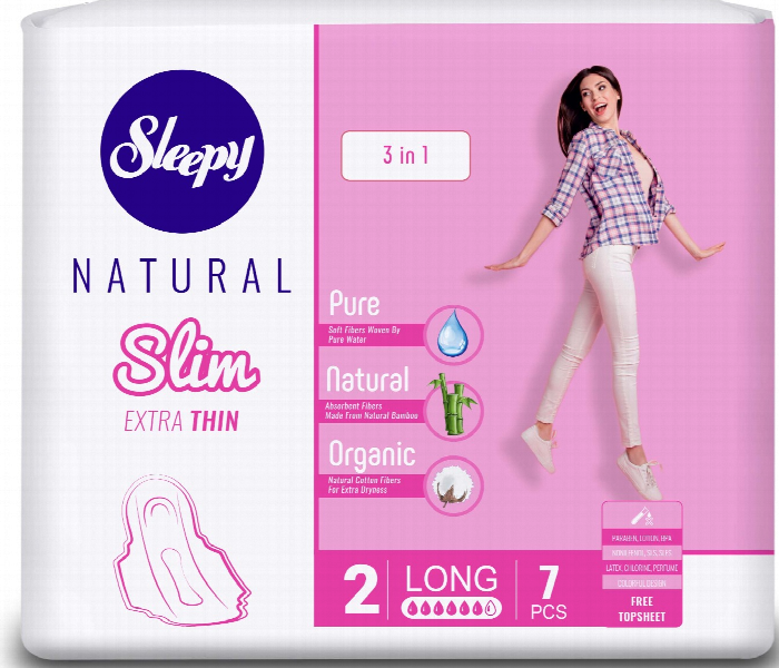 Sleepy Natural Extra Thin Pads 2 Long 7Pcs - Zoom Image