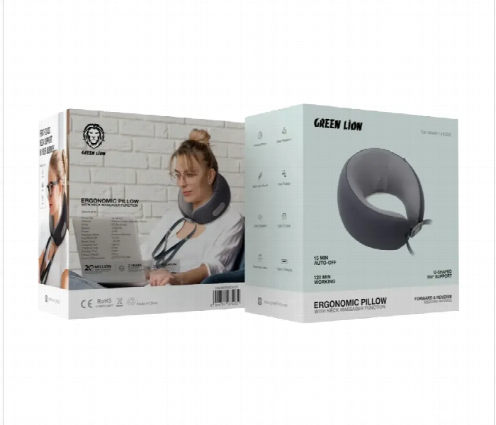 Green Lion Ergonomic Pillow With Neck Massager Function - Zoom Image 3