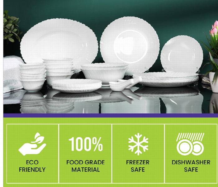 Royalford Dinner Set Rf12466 Opalware 33Pcs White - Zoom Image 6
