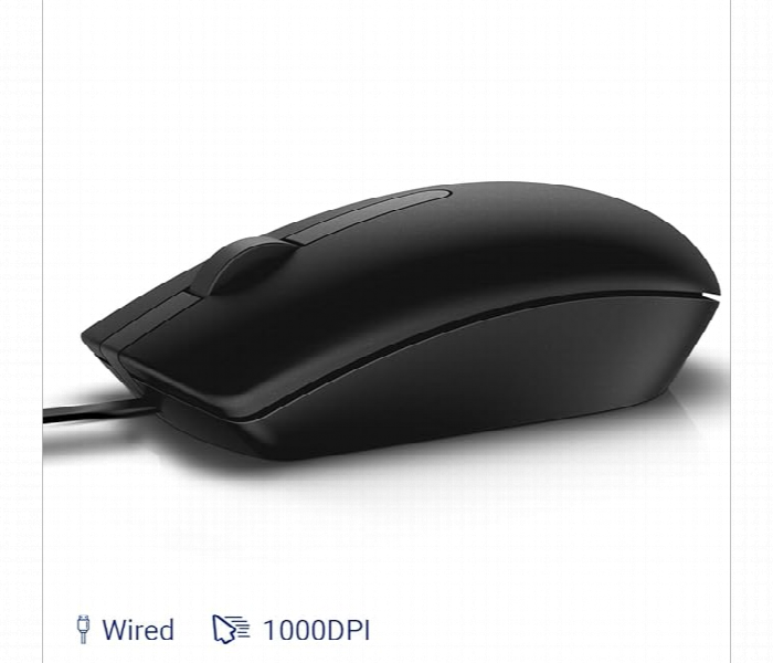 Dell Wired Optical Mouse Ms116 1000Dpi Usb Black - Zoom Image 4