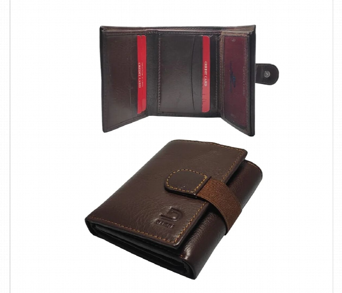 Men S Leather Wallet With Outer Push Button Brown - Zoom Image 1