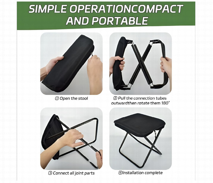 Portable Foldable Stool With Carry Bag Black - Zoom Image 8
