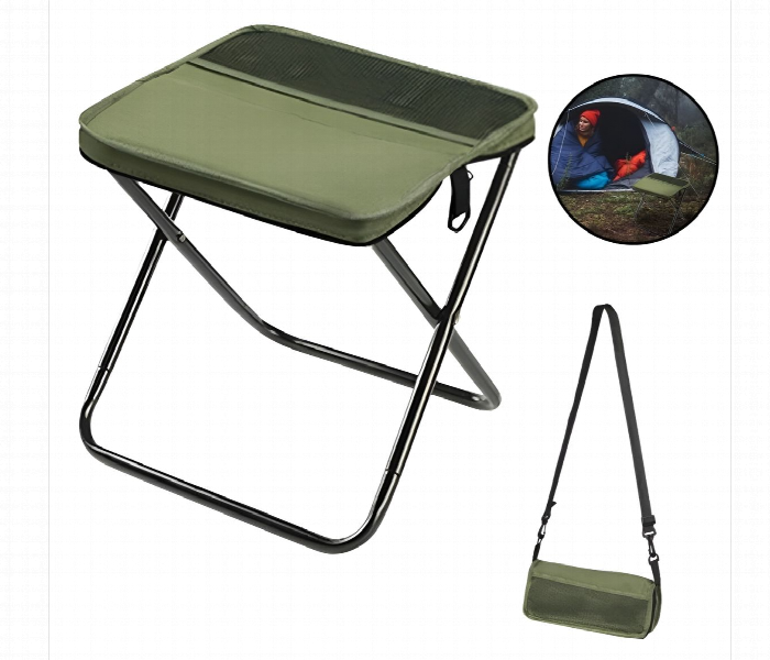 Portable Foldable Stool With Carry Bag Green - Zoom Image 1