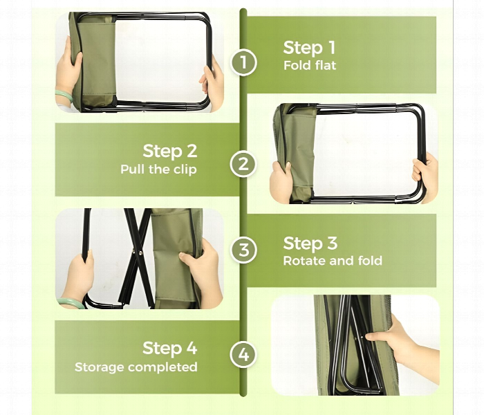 Portable Foldable Stool With Carry Bag Green - Zoom Image 5