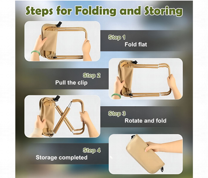 Portable Foldable Stool With Carry Bag Beige - Zoom Image 4