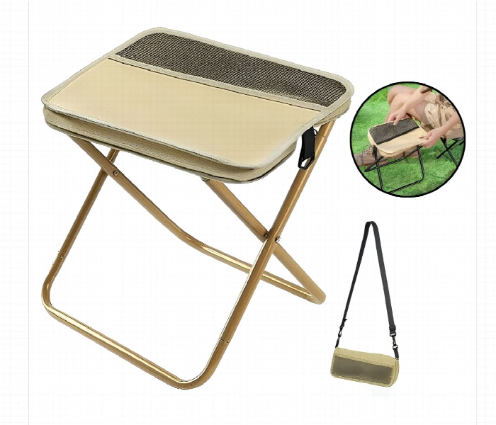 Portable Foldable Stool With Carry Bag Beige - Zoom Image 1