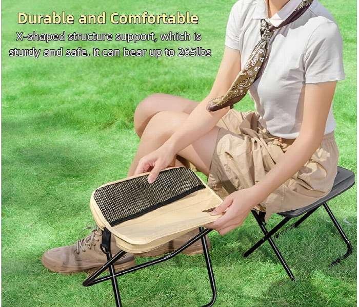 Portable Foldable Stool With Carry Bag Beige - Zoom Image 3