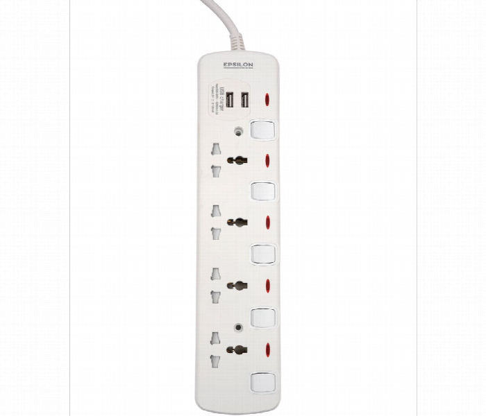 Epsilon 4 Way Extension Socket Es1108 With Usb 2M - Zoom Image 1