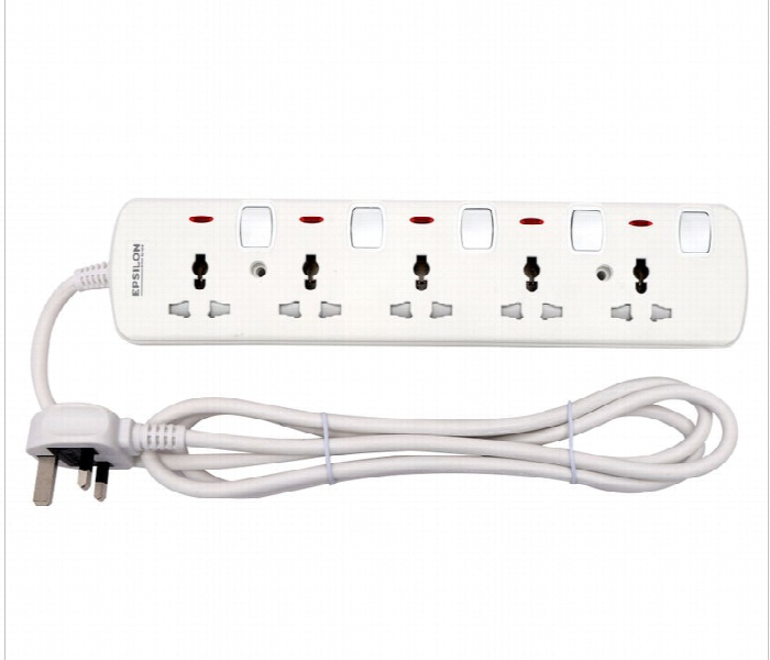 Epsilon 5 Way Extension Socket Es1103 2M Cable - Zoom Image 1