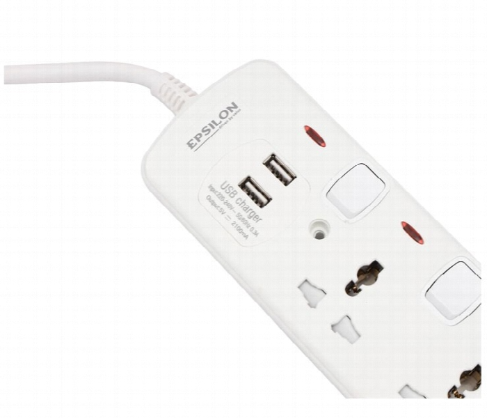 Epsilon 3 Way Extension Socket Es1107 With Usb 3M - Zoom Image 3