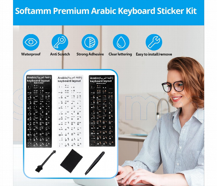 Buy Arabic Keyboard Stickers Blac7158572 Price in Qatar, Doha