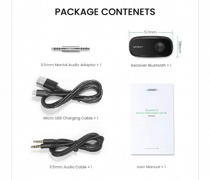 Ugreen Bluetooth Receiver 5.1 Wireless Audio Adapter Dual Device - Zoom Image 3