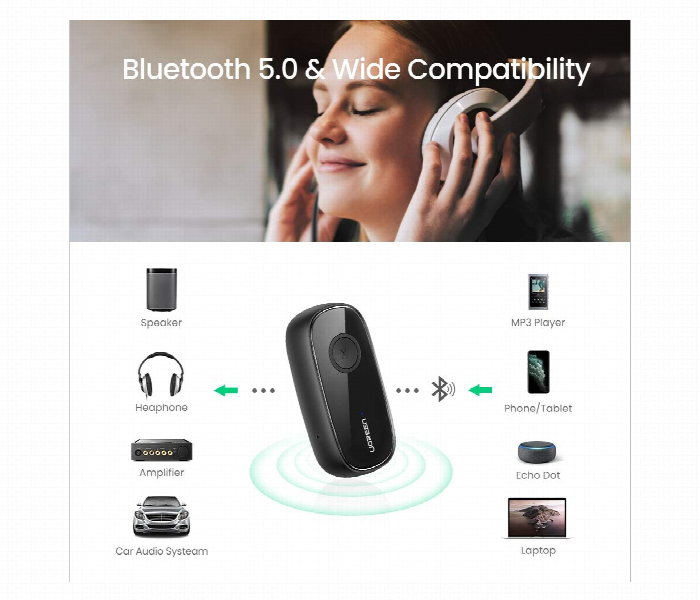 Ugreen Bluetooth Receiver 5.1 Wireless Audio Adapter Dual Device - Zoom Image 2