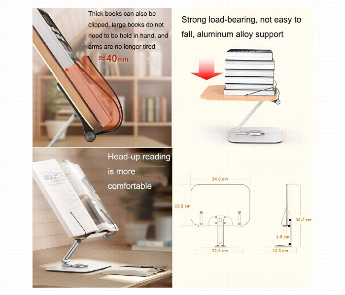 R04 Multifuctional Reading Stand Adjustable Desktop Bookshelf - Zoom Image 4