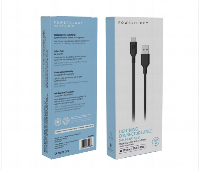 Powerology Basic Lightning Cable 1.2M Black P12Blbk - Zoom Image 2